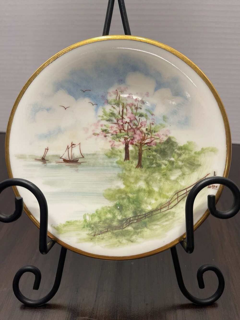 Limoges U.C France Hand Painted Landscape Collector Plate Signed Luken